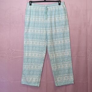 Sleep Sense Portuguese Flannel Light Blue Snowflake Print Pajama Pants size XL